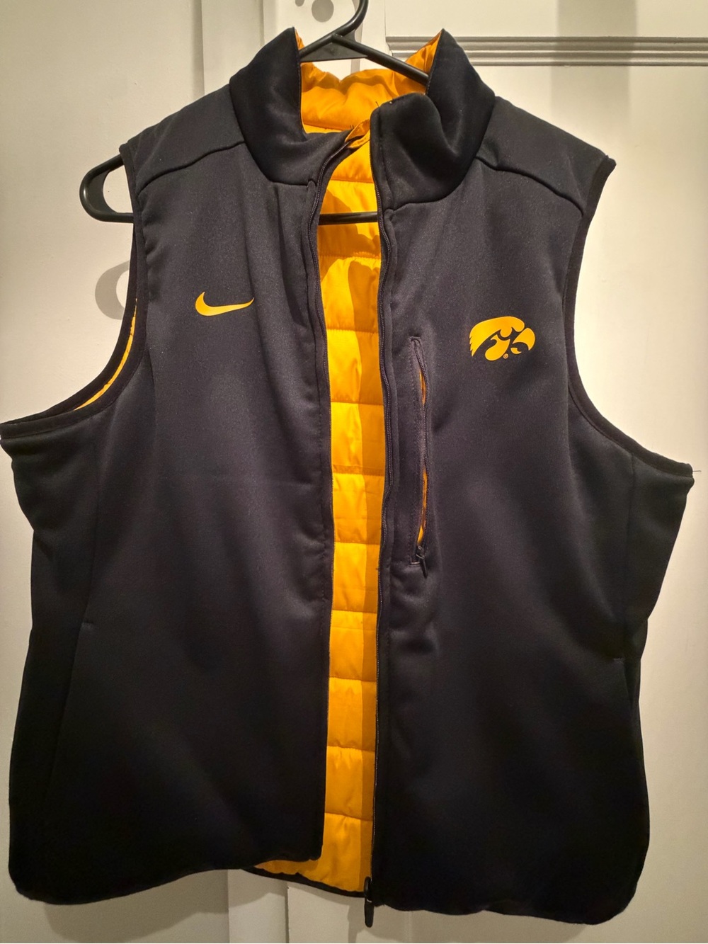 Nike Black and Gold Iowa Hawkeyes Reversible Puffer Vest